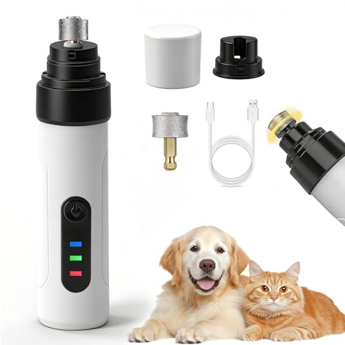Ntrjtrss Krallenschleifer für Hunde, Elektrische Nagelfeile Hunde USB Wiederaufladbar Krallen Schleifer Hunde Superleise Hundepfotenschleifer für Große, Mittelgroße und Kleine Hunde und Katzen