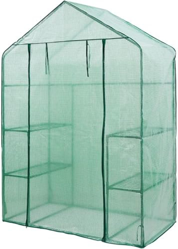 Bedding Home Walk In Greenhouse Cover, Heavy Duty Greenhouse Cover Replacement, Mini Grow House Plants & Flowers Protection Zipped Cover With Roll Up Door Green House PVC Covers