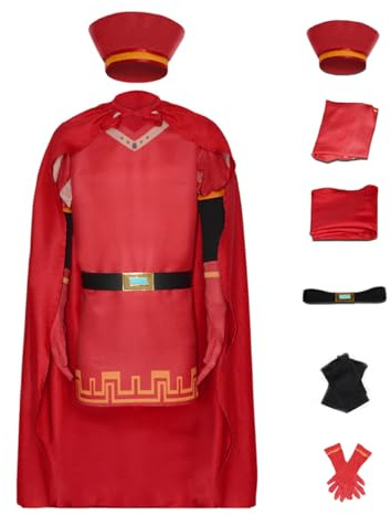 Shukqueen Mens Red Lord Halloween Costumes Farquaad Role Play Set Adult Performance Suit