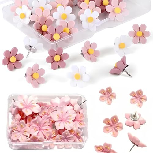 50 pcs Blumige Pinnnadeln Bunte Reißzwecken Für Pinnwand Korktafel Fotowand Büro Zuhause Dekoration