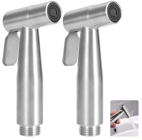 Handheld Bidet Sprayer, 2PCS Stainless Steel Bidet Spray, Multi-Functional Toilet Sprayer Gun for Toilet Cleaning, Pet Bathing, and Personal Hygiene (Silver)