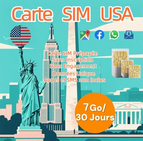 USA unikt data-SIM-kort | 7 GB förbetalt i 30 dagar | ger endast hög hastighet 5G/4G/Lte, 3-i-1 SIM | inget åtagande utan aktiveringsavgifter | Ingen registrering krävs