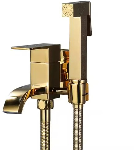 Brass Handheld Bidet Faucet Set - Wall-Mounted Cold Water Douche for Pet Bathing & Cloth Diaper Cleaning - Titanium Finish Easy Installation Hygienic & Versatile Use