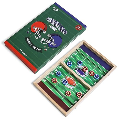AIUAZA Rugby Fast Classic Slingshot Puck spel trä luft hockey brädspel för familjespel natt eller vänner fest, bordsspel för vuxna och barn, 2-spelare (medelstorlek)
