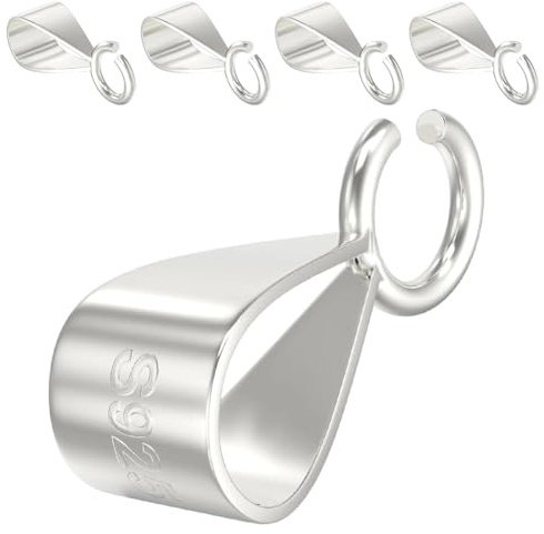 SUNNYCLUE 1 caja de 6 cierres Colgantes de Plata de Ley S925 con Cierre de Presión, Soporte de Conector Deslizante con Aro Abierto, Cierres Fáciles de Usar para Hacer Joyas, Accesorios para Pendientes