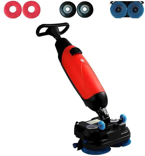 AiODiO Autolaveuse autoportée Professionnelle, autolaveuse Portable, 2 brosses de 250 W et Deux réservoirs de 4 et 7 litres, capacité de Nettoyage de 1 200 m²/h, pour la Maison et Le Bureau. Red