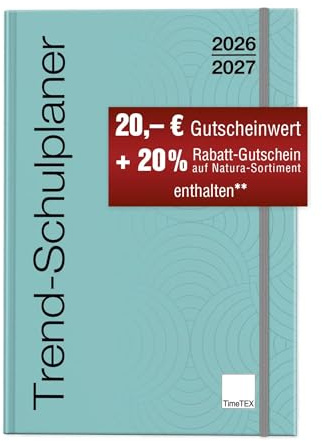 TimeTEX Trend-Schulplaner A4-Plus Lagune - Hardcover - Schuljahr 2026-2027 - Lehrerkalender - Unterrichtsplaner - Timetex 10584 - gebundene Ausgabe
