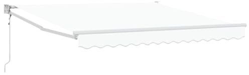 GHVBNMF Toldo blanco 300 x 250 x 165 cm – Toldo de brazo articulado retráctil manual de poliéster para jardín y terraza – Dispensador de sombra estable para exteriores
