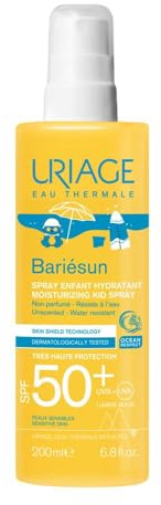 Uriage Bariesun Crème Solaire Enfant SPF50+ - Filtres Organiques, Vitamine E - Non Collante, Absorption Rapide - Lotion Légère Hydratante - Résistante à l'Eau, ne Pique pas les Yeux, Sans Parfum 200ml