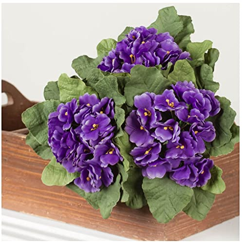 Factory Direct Craft Lavender Purple African Violet Artificial Silk Flower Bushes - Pack of 3 Individual Faux Polysilk Violet Plants - Delta Sigma Theta Sorority Flowers