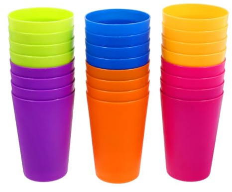 STOBOK 24pcs Plastic Juice Party Cup Picnic Cup Water Reusable Bright Colors Unbreakable for Indoor and Outdoor Children Adult Picnic and Tumbler