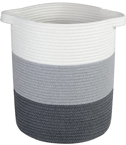 SmartProduct Baumwollkorb, 32 x 32 x 38cm, großer gewebter Aufbewahrungskorb mit Griffen für Schlafzimmer, Badezimmer, Kinderzimmer, Baumwollseilkorb für Wäsche-, Handtuch-, Spielzeugaufbewahrung