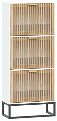 vidaXL Schuhschrank, Schuhschrank für Flur Eingangsbereich, Flurschrank mit viel Stauarum für Schuhe Kleinigkeiten, Schuhkommode Schrank Schuhe, Weiß Holzwerkstoff