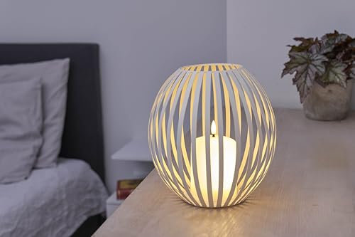 Northpoint LED Kerzenlaterne Windlicht für Innen und Außen batteriebetrieben warmweißes Licht mit Timer Kerzenschein Flackereffekt Weiß