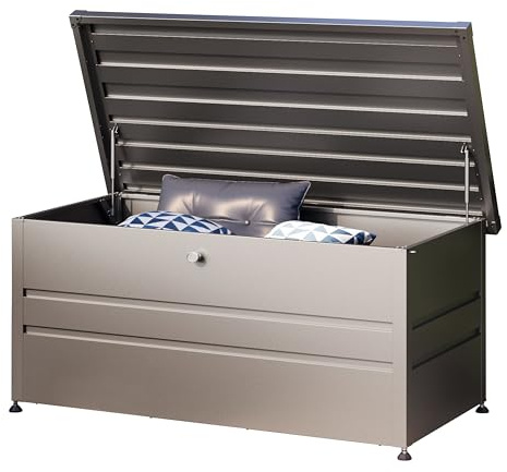 GFP PRIMEYARD® Gartenbox 162x84x72 cm Aufbewahrungsbox Auflagenbox Gartentruhe Metall anthrazit wasserdicht