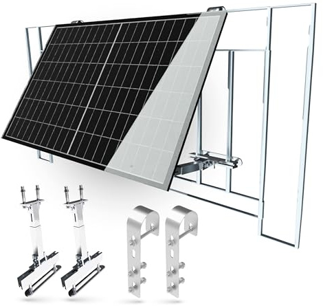 Sovinar Balkonkraftwerk Halterung – Stabile Befestigung für Solarpanele auf Balkongeländern | Anpassbarer Neigungswinkel 0° & 10-30° | Montagekit inklusive (0% MwSt. nach §12 Abs. 3 UStG)