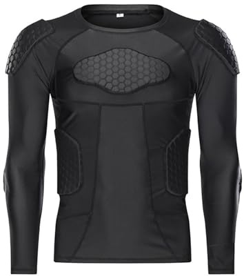 RenDiuJups Maglia Portiere Professionista Uomo Corpetto con Protezioni Eva, Gomiti e Torace, Tenuta Sicurezza Traspirante per Allenamento e Partite di Calcio(A,M (Fit 45-65kg))