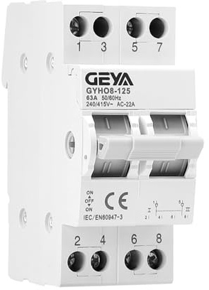 Interruptor de transferencia manual de alimentación doble para la red y el generador Interruptor de aislamiento de conversión manual DIN Rail Mount(2P-63A-240V)