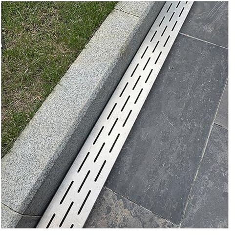 Scarico in acciaio inox a canale stretto,Filtri Lineari per Grondaie Giardino Terrazza,drenaggio della trincea con griglia rimovibile,canaletta scolo acqua piovana robusto(H3*W7CM/H1.18*W2.75IN)