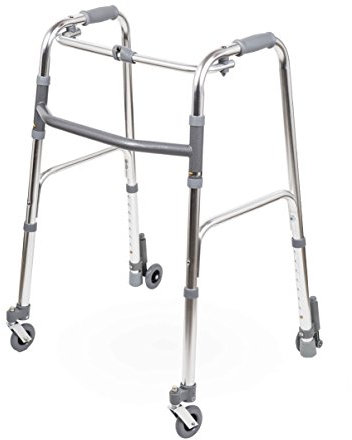 Deambulatore Pieghevole 2 Ruote Piroettanti Da Mm. 80 + 2 Ruote Autobloccanti Da Mm. 80