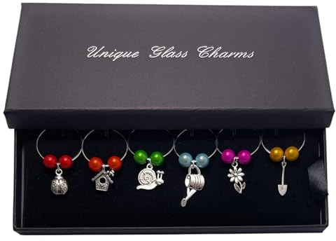 Libby's Market Place In The Garden Wine Glass Charms with Gift Box