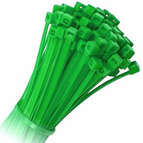 100x Strong Quality Green Cable Ties 200mm x 4.8mm - Heavy Duty Heat & Cold Resistant Zip Ties