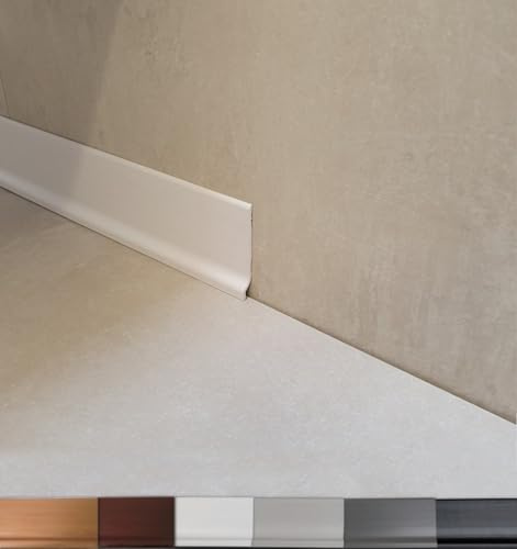 MadeInNature, Plinthe souple en PVC grande qualité, Blanc, Gris clair, Gris foncé, Noir, hauteur 70 mm, Longueur au choix (10 ml, Blanc)