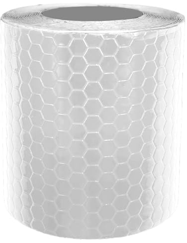 AUTOZOCO Cinta reflectante adhesiva de alta Intensidad, Cinta reflectante de seguridad, Cinta de seguridad adhesiva reflectante, Banda adhesiva reflectante, Color Blanco, 3 metros largo x 5 cm ancho