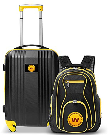 Denco Washington Football Team 2-Piece Luggage Set, Includes 21-inch Two-Tone Hardcase Spinner and 19 Laptop Backpack