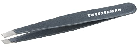 TWEEZERMAN Pince à épiler (pointes inclinées, épilation des sourcils, qualité professionnelle, acier inoxydable), Blue Stone