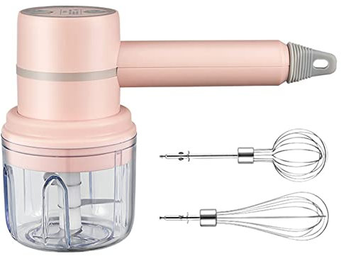 LTLWSH Mini Batidora de Mano, 2 en 1 Batidora Picadora, USB Portátil Batidora de Varilla, 3 Velocidades, Adecuada para la Preparación Ensaladas, Sopas y Batidos, Negro,Rosado
