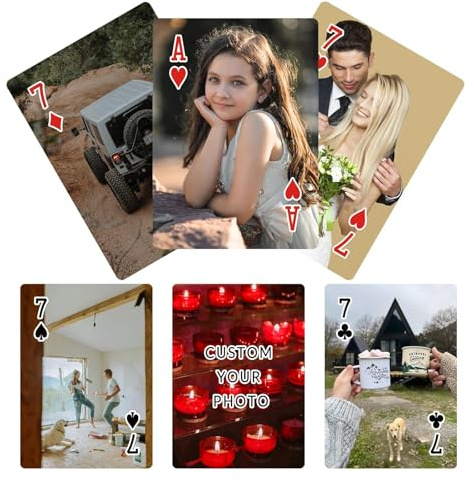 KOMVIOO Benutzerdefinierte Spielkarten – Spielkarten, personalisierte Spielkarten, Geschenke für Freunde, Freundinnen Geschenk – Poker (16 Fotos) (1 Deck)