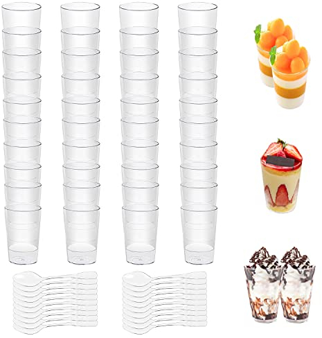 Lovesmile Vasitos Aperitivos Plastico, 50 Piezas Vasitos para Aperitivos, 90ML Vasitos para Postres, Reutilizable Vasos para Postres Adecuado para Hogar Fiesta Boda Festival Picnic