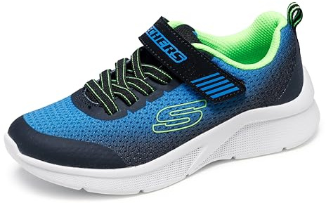 Skechers MICROSPEC ZORVA - Zapatillas Deportivas para niños, Color Negro/Azul/Lima, Talla 42 (niños pequeños), Blk Blue Lime, 30 EU