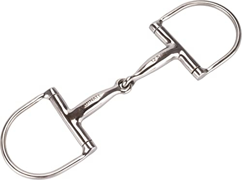 Equinate D-Ring Trense Edelstahl 16mm einfach gebrochen 14,5cm - Anatomisch geformtes maulfreundliches Gebiss mit sanfter Einwirkung - Lasergravierte Größenangabe