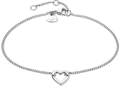 Tamaris Armband für Damen aus Edelstahl mit Herz-Anhänger, Frauen Armschmuck größenverstellbar und wasserfest