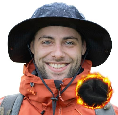 TOP-EX TOPEX XL/XXL Unisex wasserdichte Outdoor Hut Herren Wintermützen Warmes Fleecefutter UV-Schutz Sonnenhüte mit breiter Krempe Safari-Hut Angeln Wandern Boonie-Hüte 94600_Grau M/L