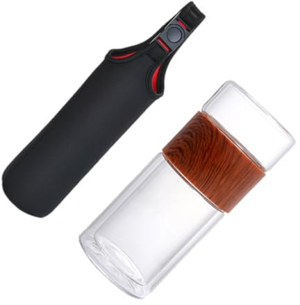 BESTonZON 1stück Doppelwandiger Hitzebeständiger Glasbecher Mit Teesieb Teetasse Für Unterwegs Teewasser-trennung Mit Holzoptik-schutz
