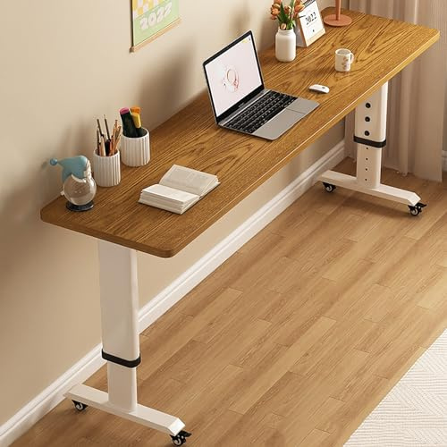 LJFDXD Tavolino Servitore, Tavolo da Studio Sollevabile con Ruote, Scrivania Mobile/Postazione di Lavoro per Computer Stand Up Regolabile in Altezza, per Ospedale, Casa, Ufficio (Color : Golden oak,