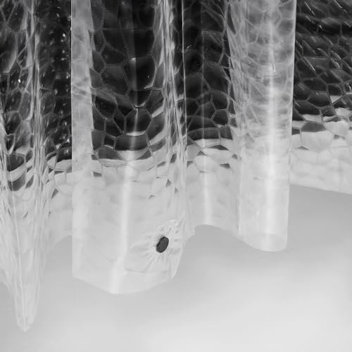 Eng Dünner 3D-EVA-Duschvorhang mit Wasserwürfel, 107 x 183cm, transparenter Kunststoff Badezimmer-Duschvorhang mit rostfreien Metallösen, Magnete für Duschkabine, Badewannen (Keine Haken)