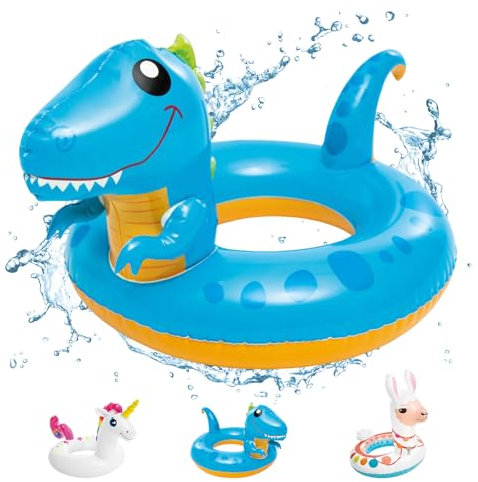 POPOYU Pool Inflatables Pool Floats,Inflatable Swimming Rings for Adults Kids,Pool Tubes Swimming Pool Toys Rubber Ring for Swimming Pool Beach Party Decorations,Kids Summer Gifts(58cm Dinosaur)