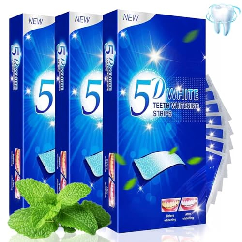 P-Beauty - Tiras blanqueadoras para dientes (3 x 28 cm, con sabor a menta, sonrisa blanca como la nieve, dientes blancos, tiras para blanquear los dientes, gel blanqueador de dientes)