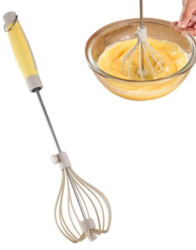 Frusta in Acciaio Inox, Frusta Miscelatore per Sbattitore Manuale, Frusta per Dolci, Frullatore a Spinta Girevole, per Mescolare, 35,5 x 6 cm