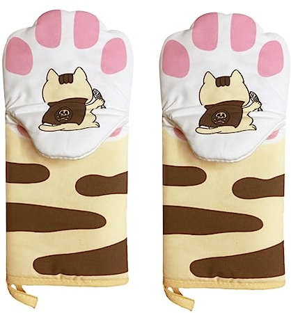 TOPBATHY Cat Paw Insulated Oven Mitts Thermal Insulation Gloves for Kitchen Stove Glove Long Sleeve Heat Resistant Cooking Tools