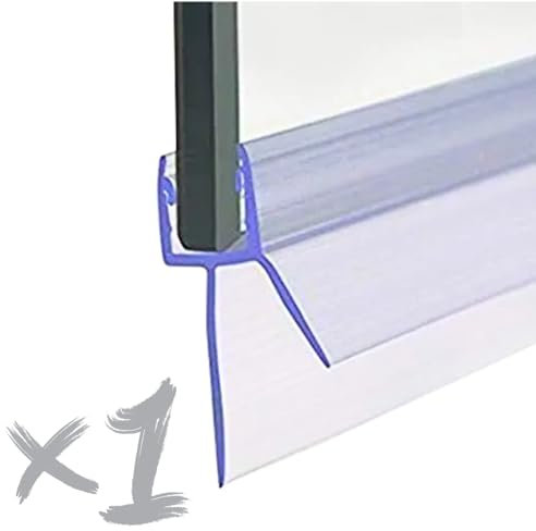 1 Pz. Guarnizione Sotto Porta Box Doccia Universale, Profilo Orizzontale 80cm, Spessore Vetro 6/8 mm, No Adesivo Colla Installazione Semplice Incastro a Clip (1 Pz. Guarnizione 80 Cm)