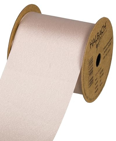 Halbach Geschenkband in Seiden-Optik, 70 cm x 10 m, beige | Veganes Schleifenband mit dezentem Seidenglanz, ideal für Brautsträuße, Hochzeiten oder Geschenke