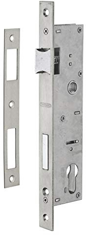 THIRARD - Boîtier de Serrure Encastrable à Cylindre pour Menuiserie Métallique - Axe 30 mm - L45 - Bouts Carrés - Têtière Inox - Coffre Acier - Demi-Tour Réversible - Gris