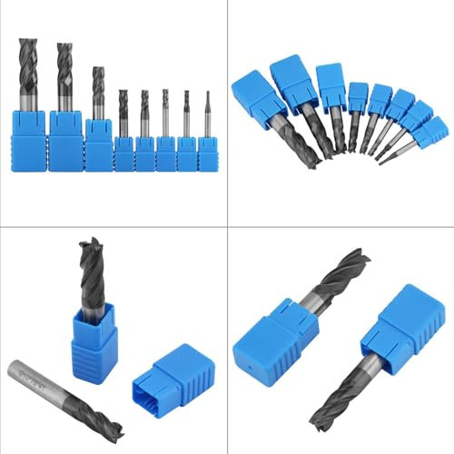 8-teiliges 2–12 Mm 4-schneidiges Hartmetall-Schaftfräser-Set, Wolframstahl-Fräser-Werkzeug-Set für die Metallbearbeitung