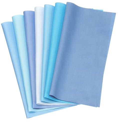 PATIKIL Bomullstygpaket, 7 st 50 x 50 cm feta kvartal enfärgade förskurna tygrutor för sömnad lapptäcke quiltning gör-det-själv-hantverk, blå