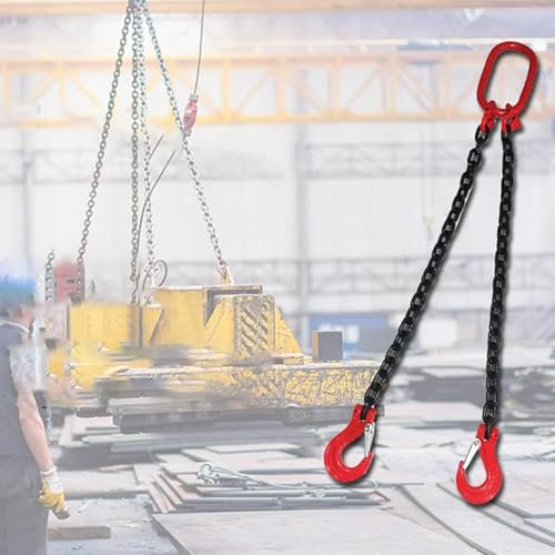 EdfYHSL Hebeketten mit Haken Anschlagkette, doppelte Anschlagkette mit formschlüssigem Verriegelungshaken, bidirektionale Anschlagkette for Abschleppen und Be-/Entladen von Gütern Schleuder(4 Ton)